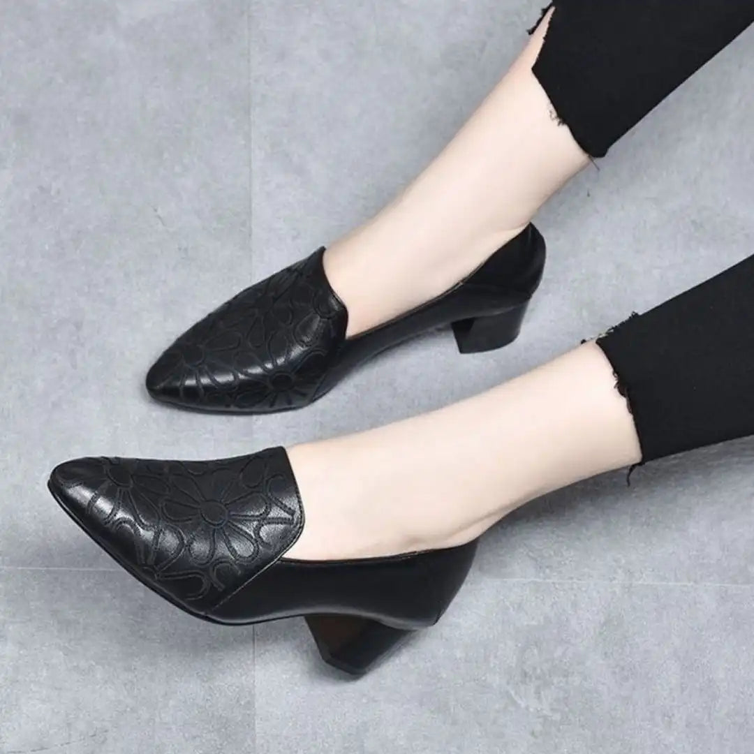 Tacones Vianny - Cuero suave bordado