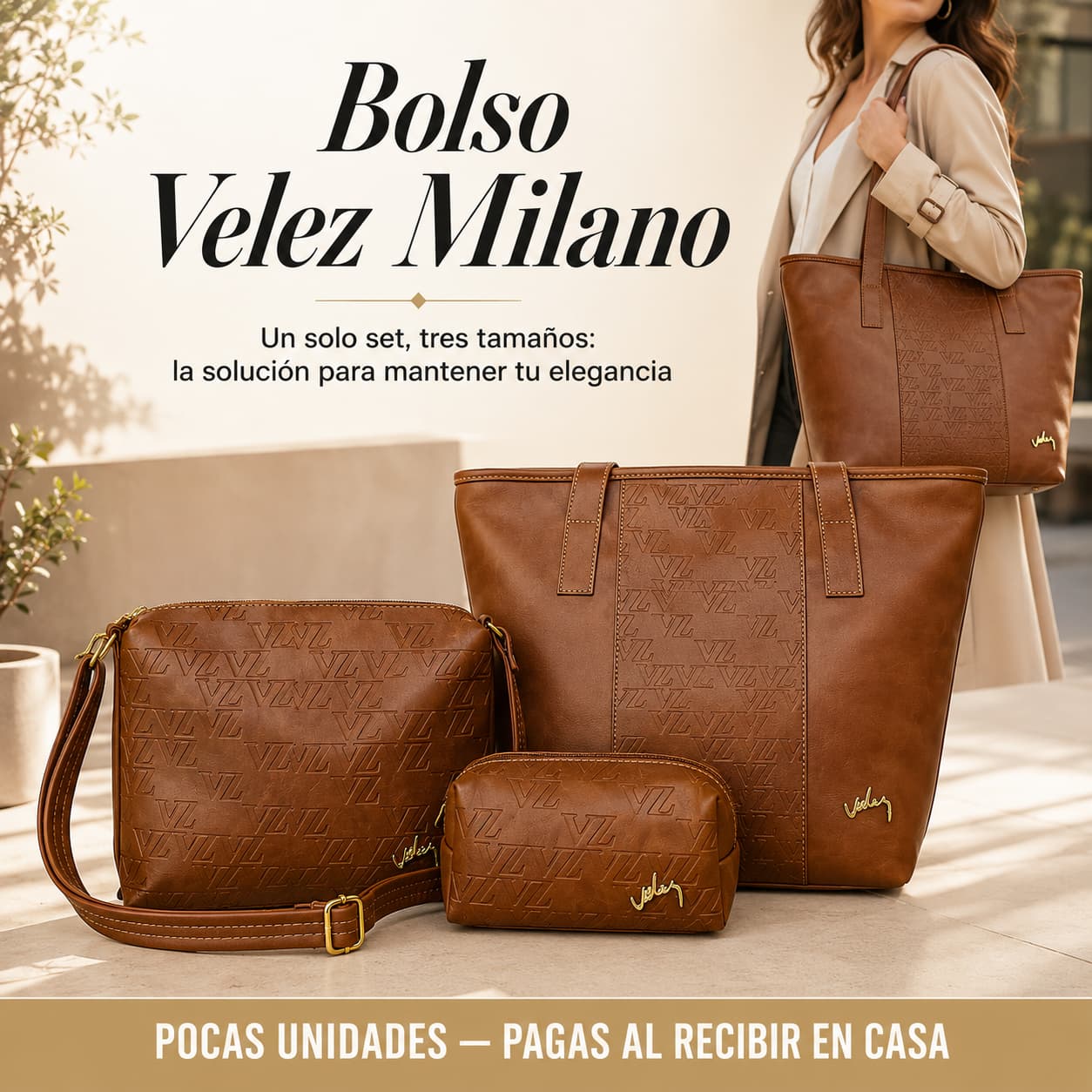 Kit de 3 carteras de cuero Velez Milano