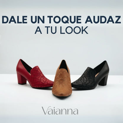 Tacones Vianny - Cuero suave bordado