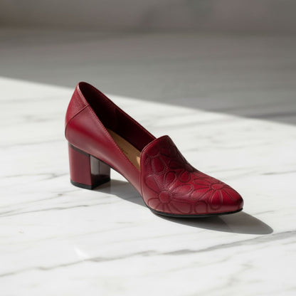 Tacones Vianny - Cuero suave bordado