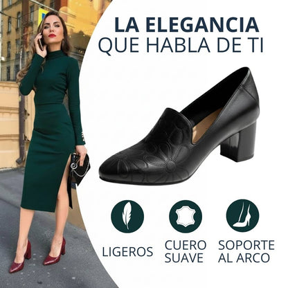 Tacones Vianny - Cuero suave bordado