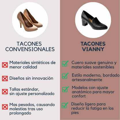 Tacones Vianny - Cuero suave bordado