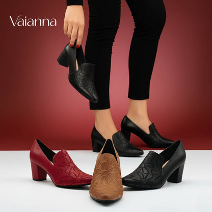 Tacones Vianny - Cuero suave bordado