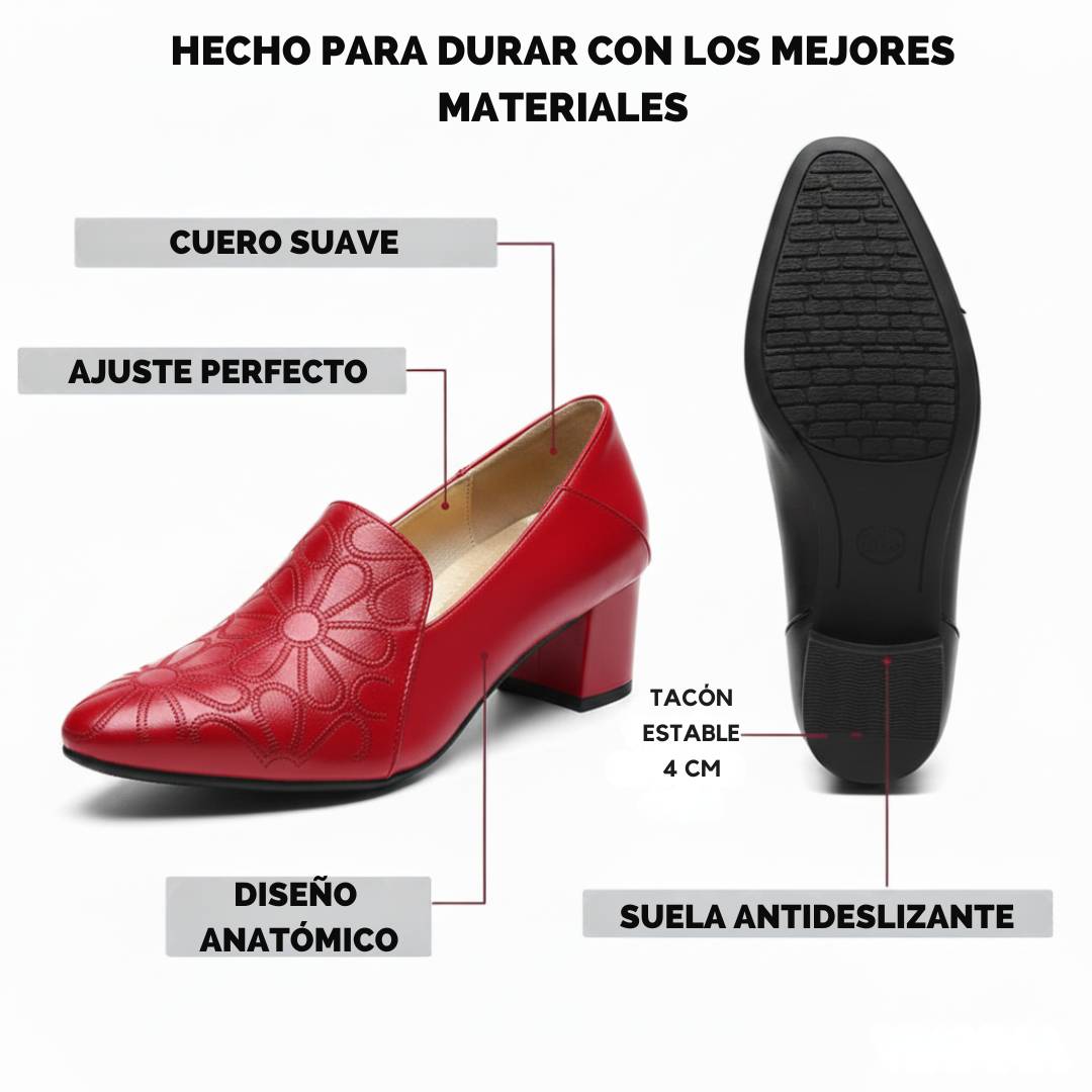 Tacones Vianny - Cuero suave bordado